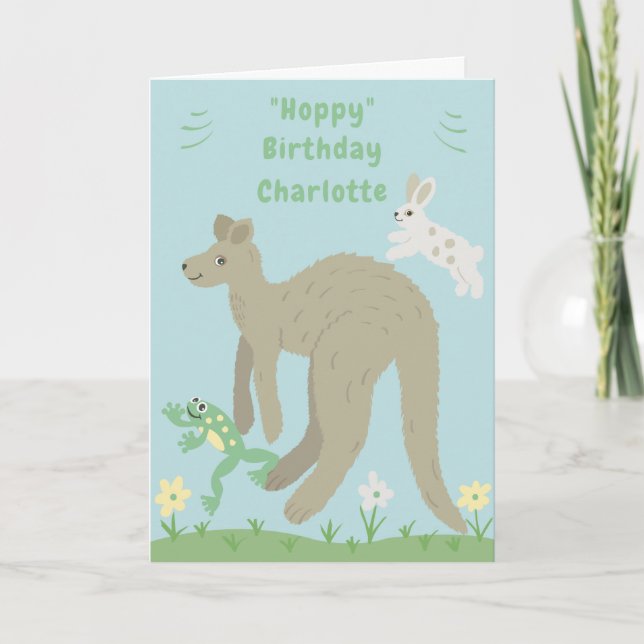 Carte d'anniversaire Kangaroo, Rabbit et Frog (Devant)