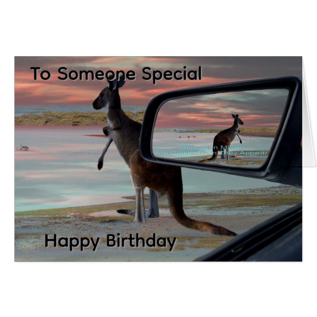 Carte d'anniversaire Kangaroo Seaside Breezes Illu (Devant horizontal)