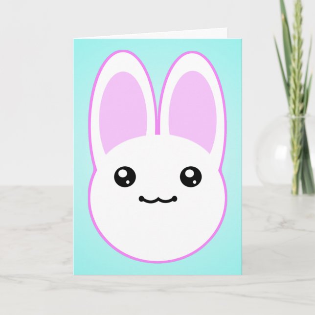 Carte d'anniversaire Kawaii Bunny (Devant)