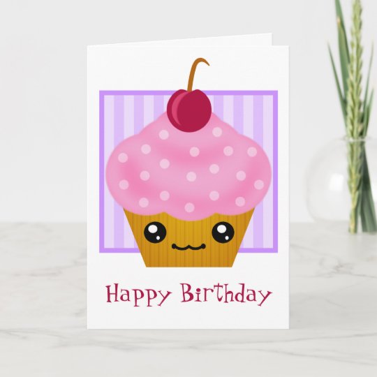 Carte D Anniversaire Kawaii Cupcake Zazzle Fr