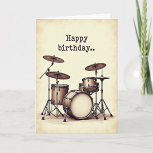 Carte d'anniversaire Kit de batterie vintage