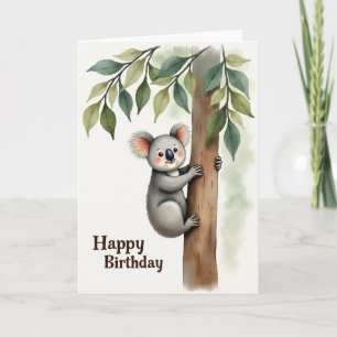 Carte d'anniversaire Koala à l'aquarelle
