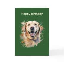 Carte d'anniversaire Labrador jaune joyeux