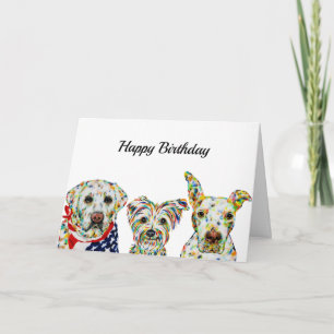 Carte d'anniversaire Labrador, Terrier, Pitbull