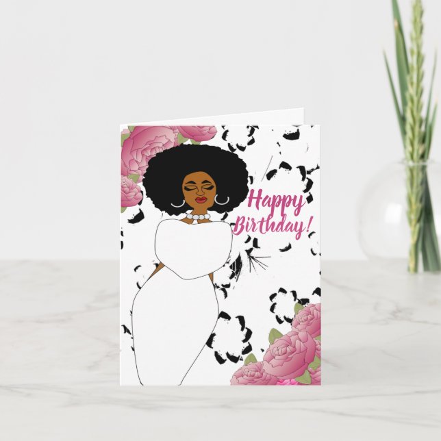 Carte d'anniversaire Lady in White African America (Devant)