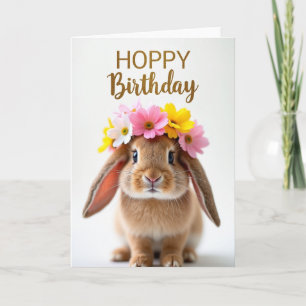 Carte d'anniversaire Lapin Floral