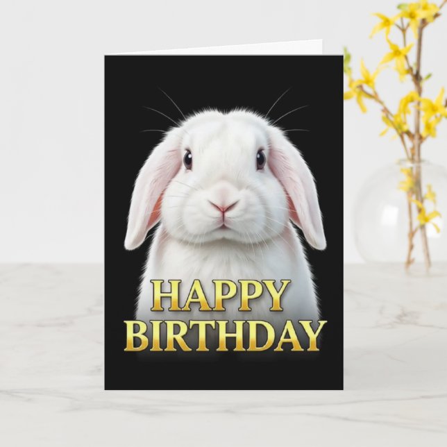 CARTE D'ANNIVERSAIRE LAPIN GROS PLAN DISTINCTIF GR (Fleur jaune)