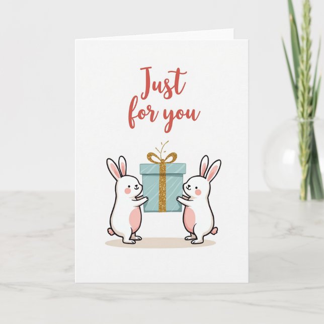 Carte d'anniversaire Lapin Pastel (Devant)