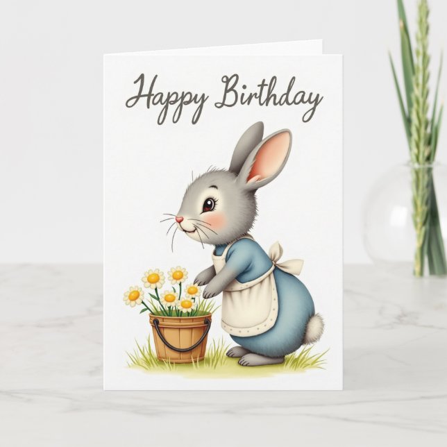Carte d'anniversaire Lapins Daisy (Devant)