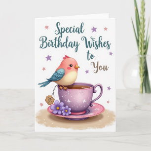 Carte d'anniversaire Lavande Tasse à thé