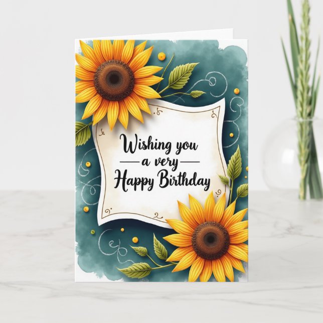 Carte d'anniversaire Leafy Script (Devant)