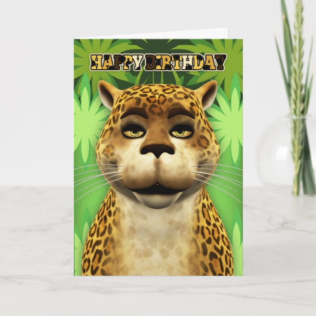 Carte d'anniversaire Leopard Jungle (Devant)