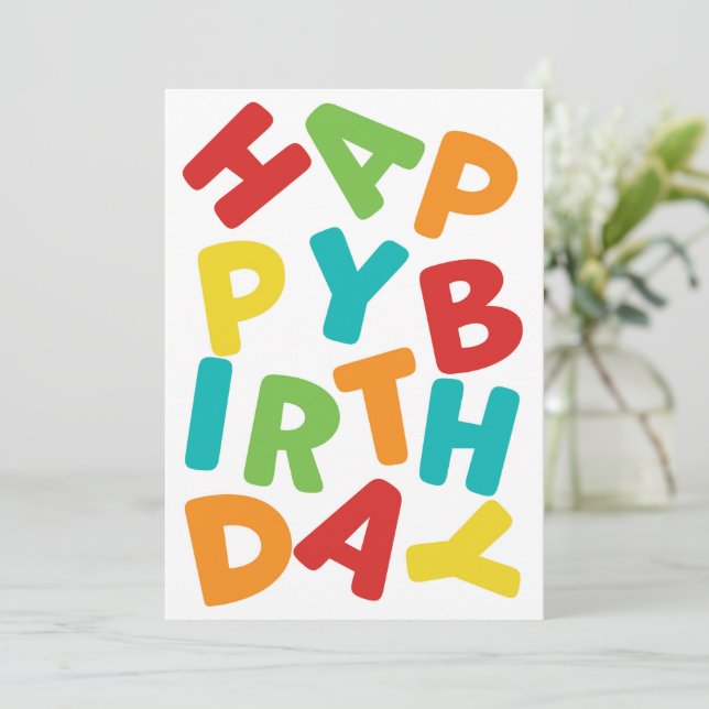 Carte d'anniversaire - Lettres embrouillées (Debout devant)