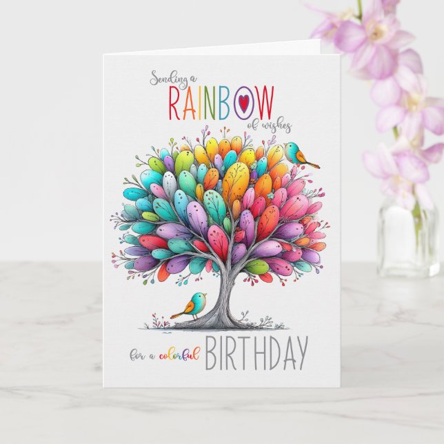 Carte d'anniversaire LGBTQ Drapeau arc-en-ciel col (Orchidée)