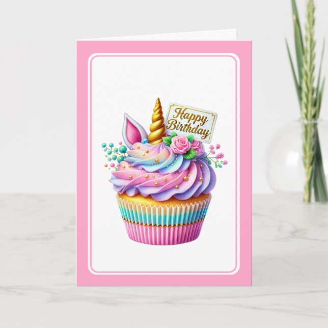 Carte d'anniversaire Licorne (Devant)