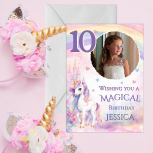 Carte d'anniversaire Licorne 10 ans avec une photo