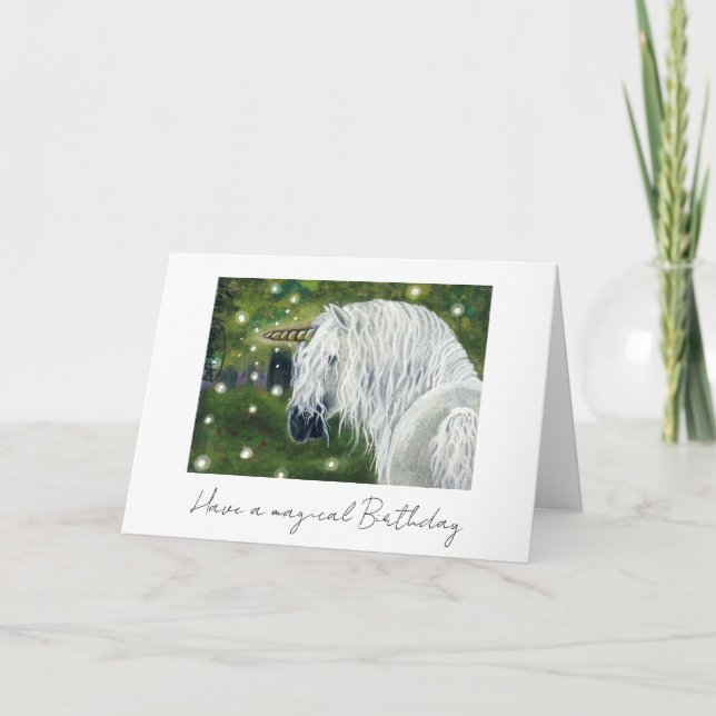 Carte d'anniversaire licorne magique (Devant)