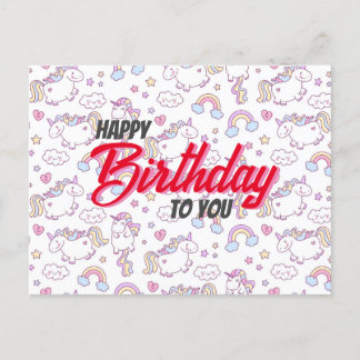carte d'anniversaire licorne mignonne