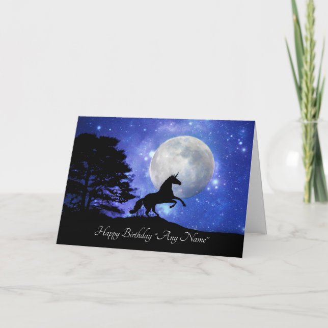 Carte d'anniversaire licorne personnalisée avec n' (Devant)