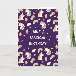 Carte d'anniversaire Licorne pour Filles