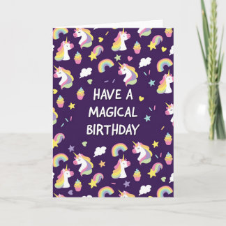 Carte d'anniversaire Licorne pour Filles