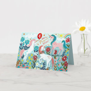 Carte d'anniversaire licorne pour filles mignonnes
