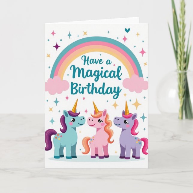 Carte d'anniversaire Licorne Suave (Devant)