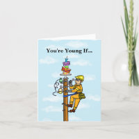 Carte d'anniversaire Lineman avec gâteau d'anniver