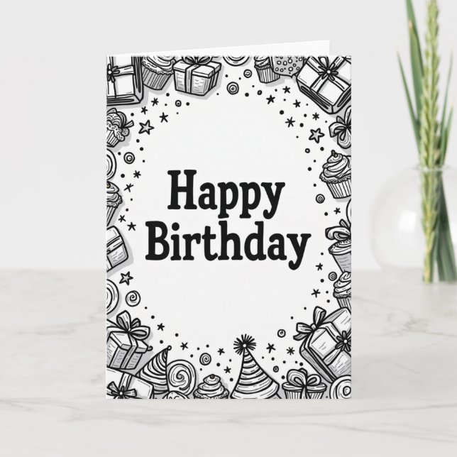 Carte d'anniversaire Linework (Devant)