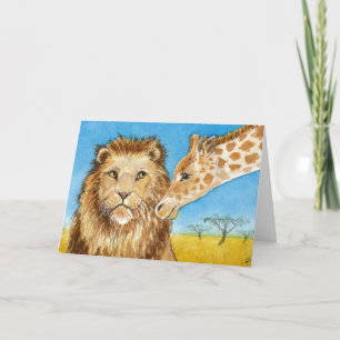 Carte d'anniversaire Lion, Girafe