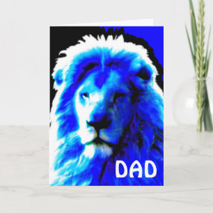 Carte d'anniversaire Lion Head Blue "DAD"