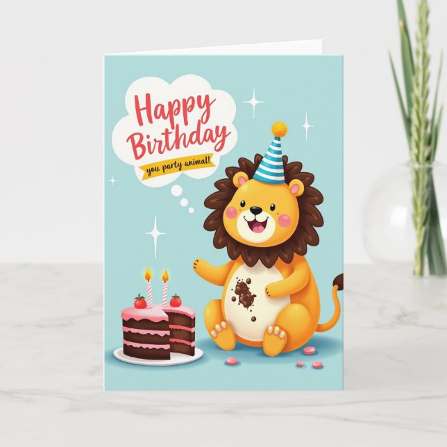 Carte d'anniversaire Lion Joyeux (Devant)