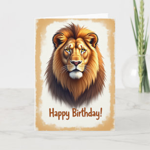 Carte d'anniversaire Lion Majestueux