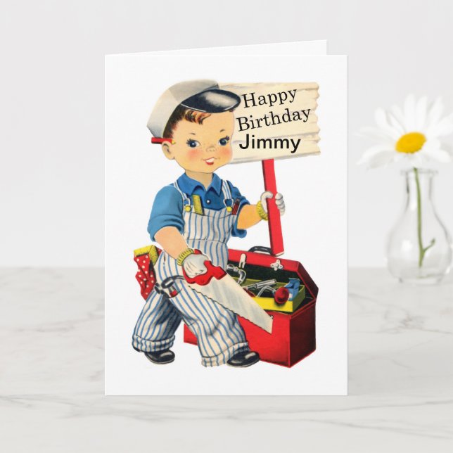 Carte d'anniversaire Little Carpenter Personnalise (Petite plante)