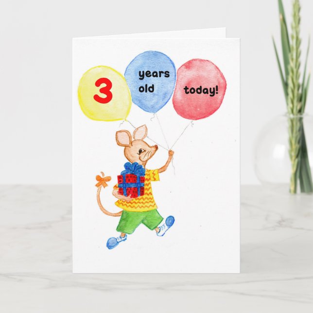Carte d'anniversaire "Little Mouse" 3e (Devant)