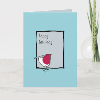 Carte d'anniversaire Little Robin gris
