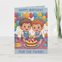 Carte d'anniversaire Little Twin Boys