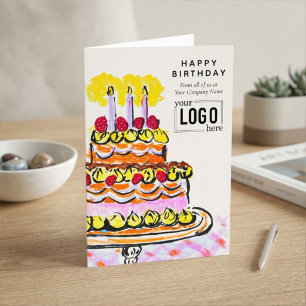 Carte d'anniversaire Logo Entreprise Orange Rose A