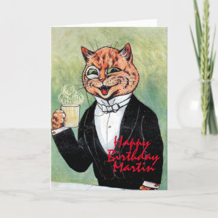 Carte d'anniversaire Louis Wain Cat pour homme per