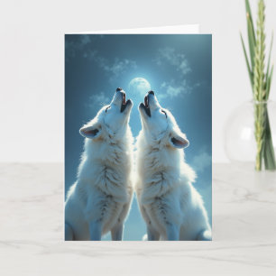 Carte d'anniversaire Loup de pleine lune mystique