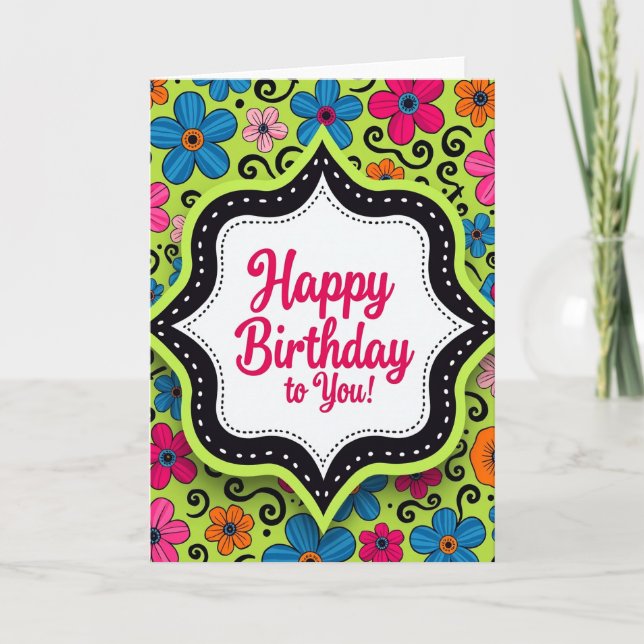 Carte d'anniversaire ludique encadrée (Devant)