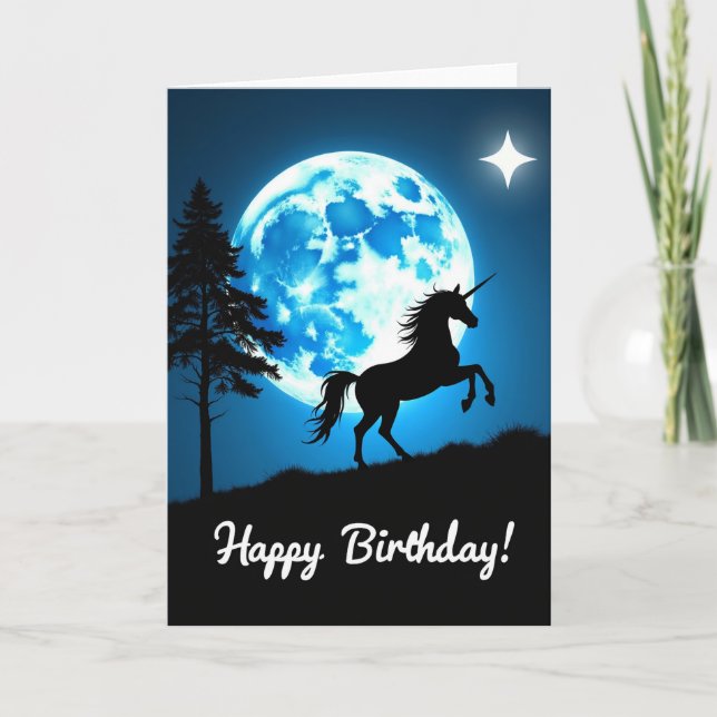 Carte d'anniversaire Lune Azurée (Devant)