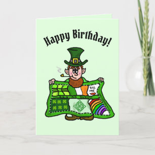 Carte d'anniversaire lutin et courtepointe irlanda