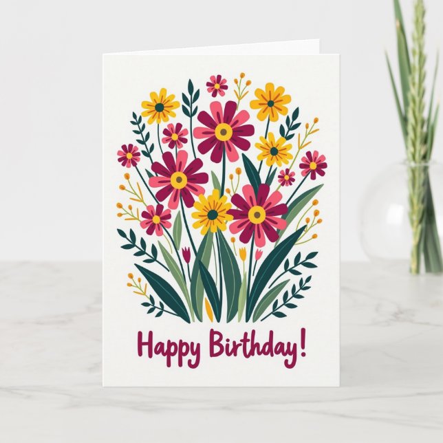 Carte d'anniversaire Magenta Bloom (Devant)