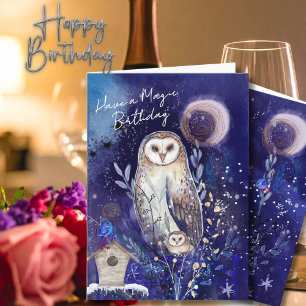 Carte d'anniversaire Magical Mama Baby Owl Nuit