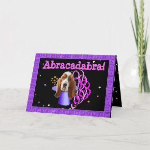 Carte d'anniversaire "magique" avec basset hound
