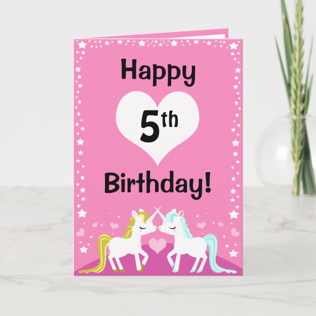 Carte d'anniversaire magique rose personnalisable (Devant)