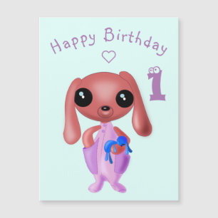 Carte d'anniversaire magnétique bébé avec un migno