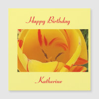 Carte d'anniversaire magnétique de la tulipe jaune