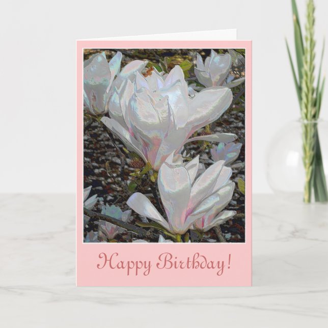 Carte d'anniversaire Magnolia Blossoms Blanc (Devant)